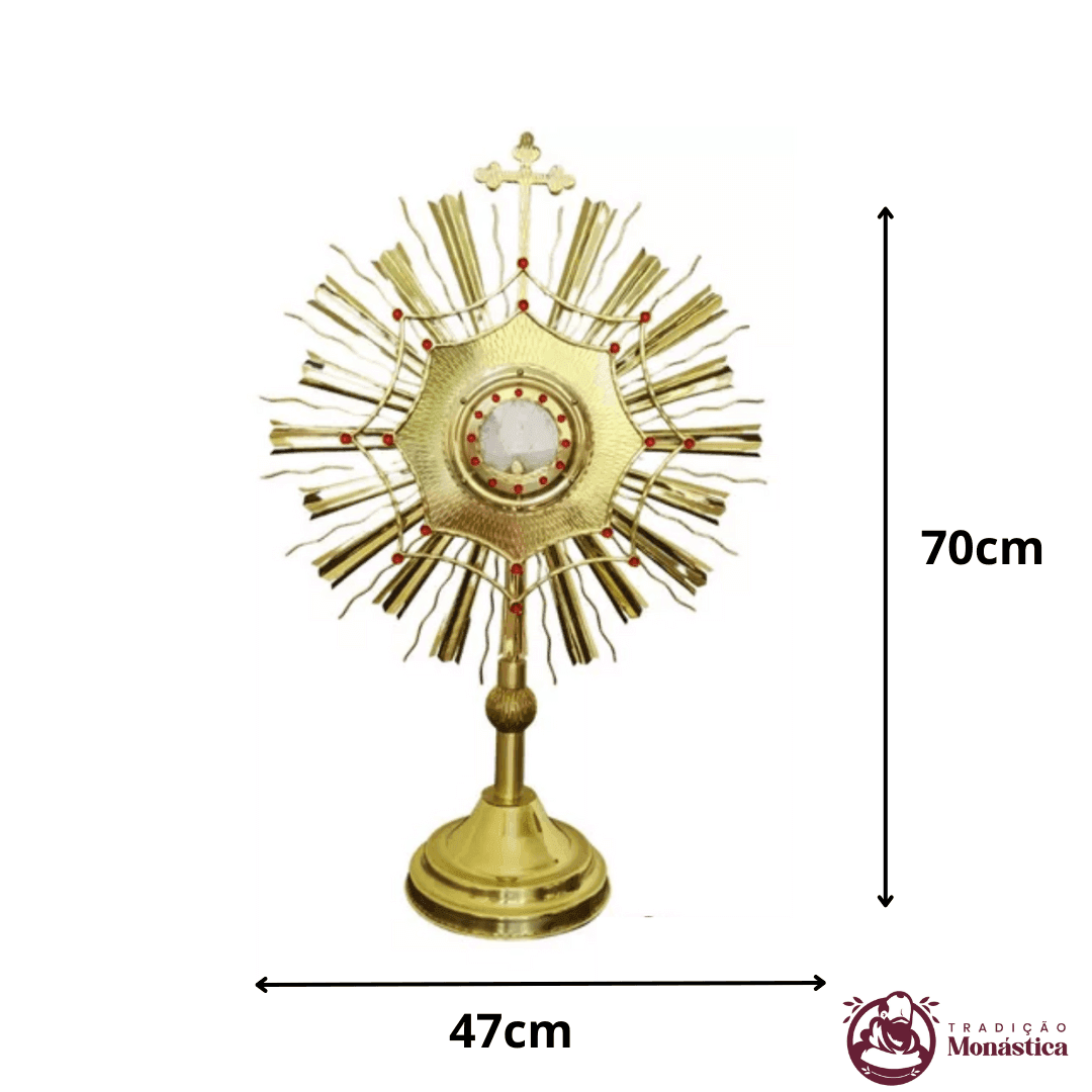 Ostensório Trabalhado Dourado em Latão - 70cm - 2