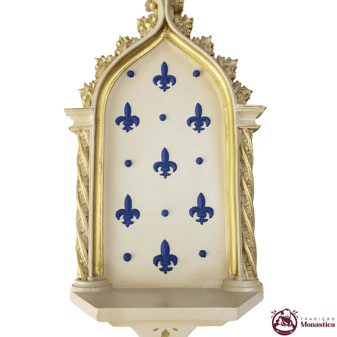 Peanha Oratório em Resina Dourada e Azul 54cm - 2
