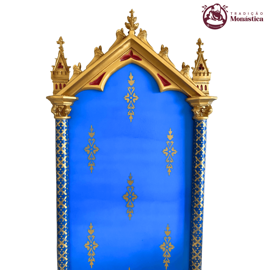 Peanha Oratório Gótico em Resina - 130cm Azul - 2