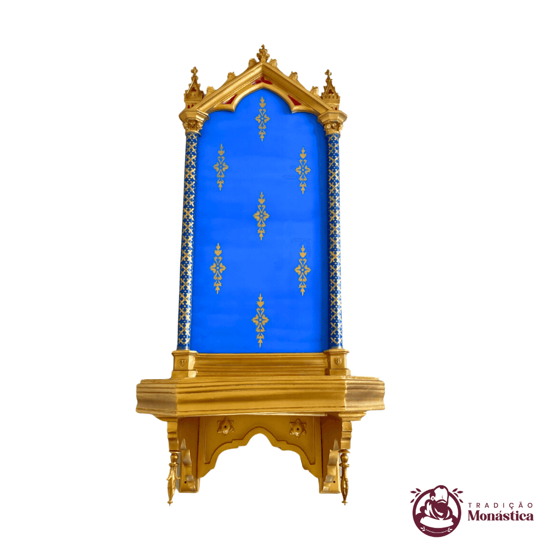 Peanha Oratório Gótico em Resina - 130cm Azul - 1
