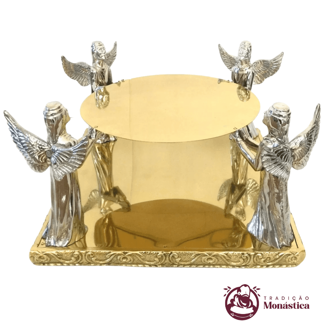 Suporte para Ostensório com Anjos em Bronze - 18cm Suporte para Ostensório com Anjos em Bronze - 18cm
