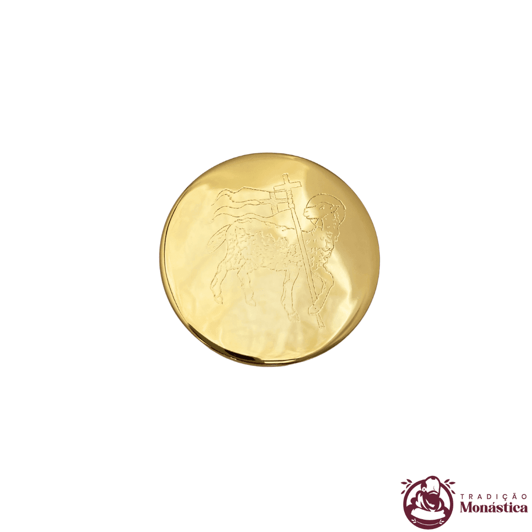 Teca para Hóstia Dourada com Cordeiro - 6cm - 2